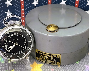 Minty Hamilton 4992B G.C.T. 16s 22j U.S.N. AN 5740 Navigation Pocket Watch w/ Carrying Case SERVICED! c1941