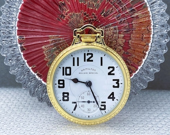 Reloj de bolsillo Hamilton 992B Railroad de 1950: 21 joyas, caja de exhibición BOC