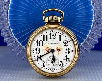 1926 Hamilton 992 Pocket Watch – 10K Gold Filled, 21 Jewels, Sacred Heart Montgomery Dial