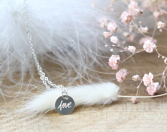 Love necklace pendant in 925 silver, anniversary gift girlfriend, wedding