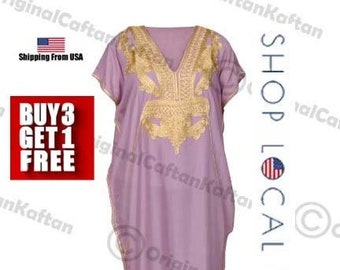 Kaftan 10+Colors Caftan Moroccan Dress for Women Cotton Soft Ethnic Loungewear Long Lilac robe embroidered pattern one size sewing maxi gown