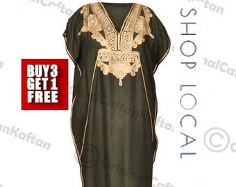 Kaftan 10+Colors Caftan Moroccan Dress for Women Cotton Soft Ethnic Loungewear Long Green robe embroidered pattern one size sewing maxi gown