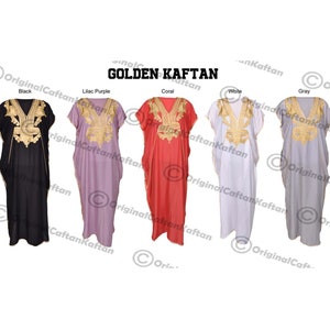 Kaftan 10Colors Caftan Moroccan Dress for Women Cotton Soft Ethnic Loungewear Long robe embroidered pattern one size sewing maxi gown plus image 5