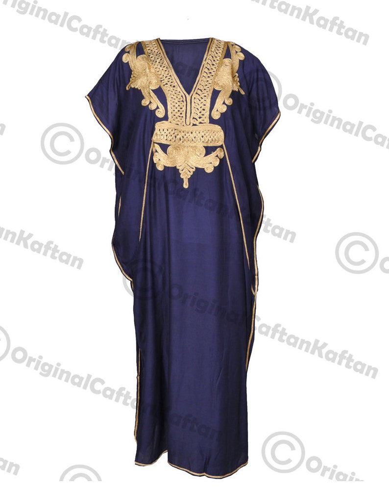 Caftan 10 couleurs Caftan robe marocaine pour femme en coton doux vêtements de détente ethniques longue robe verte motif brodé taille unique robe maxi image 9