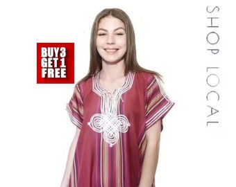 Kaftan 10+Colors 10+ Farben für Frauen Baumwolle Kaftan Kleid Baumwolle Weich Ethno Loungewear Lange Rosenholz Robe Schnittmuster Einheitsgröße Nähen