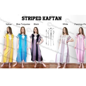 Kaftan 10 Colores para Mujeres Algodón Marroquí Caftan Vestido Algodón Suave Étnico Loungewear Largo Palisandro patrón de bata de un tamaño costura más tamaño imagen 6