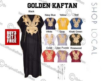 Kaftan 10+ kleuren kaftan Marokkaanse jurk voor vrouwen katoen zacht etnische loungewear lang wit gewaad geborduurd patroon one size jurk plus size