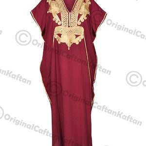 Caftan 10 couleurs Caftan robe marocaine pour femme en coton doux vêtements de détente ethniques longue robe verte motif brodé taille unique robe maxi image 10