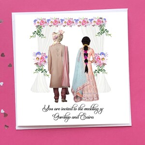 Personalised Mr and Mrs Wedding Invitation Card, Indian Hindu Wedding