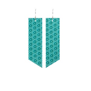 Boss. Queen. Teal Bloom Genuine Leather Statement Earrings with Sterling Silver Hooks