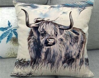 Highland cow, cow pillow cover, cow decor, throw pillow, Cow pillow case, Farm pillows, Farmhouse decor Farmhouse, pillows, SALE