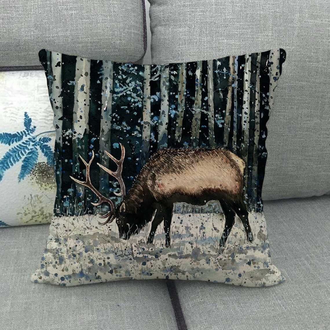 Deer pillow cover elk décor farmhouse pillow cover farm Etsy