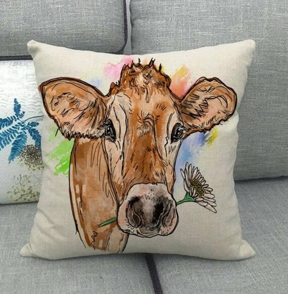 Cow Pillow Cover Cow D cor Throw Pillow Cow Pillow Case Farm