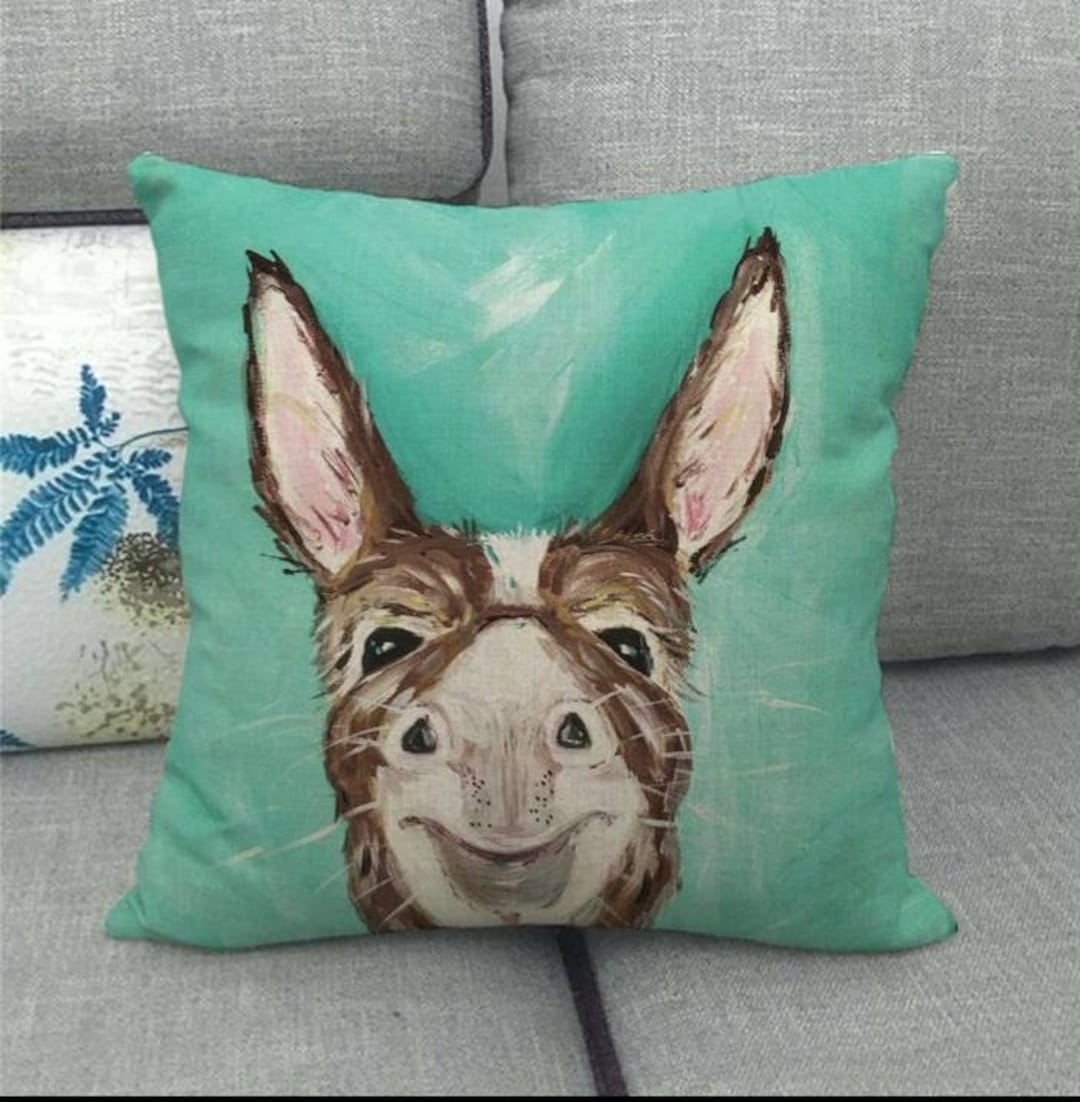 Donkey Throw Pillow Cover Farmhouse Donkey Decor Home Decor Etsy