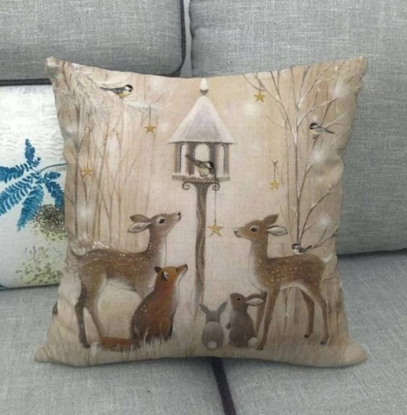 Deer Christmas Pillow Cover Christmas or Winter Deer Etsy
