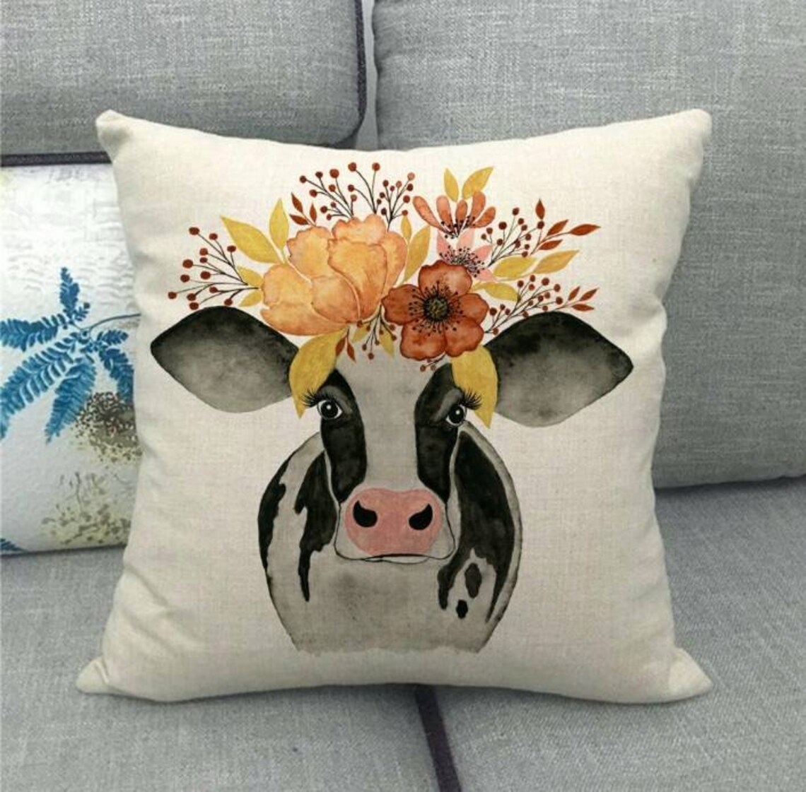 Cow pillow cover cow decor throw pillow Cow pillow case Etsy Nederland