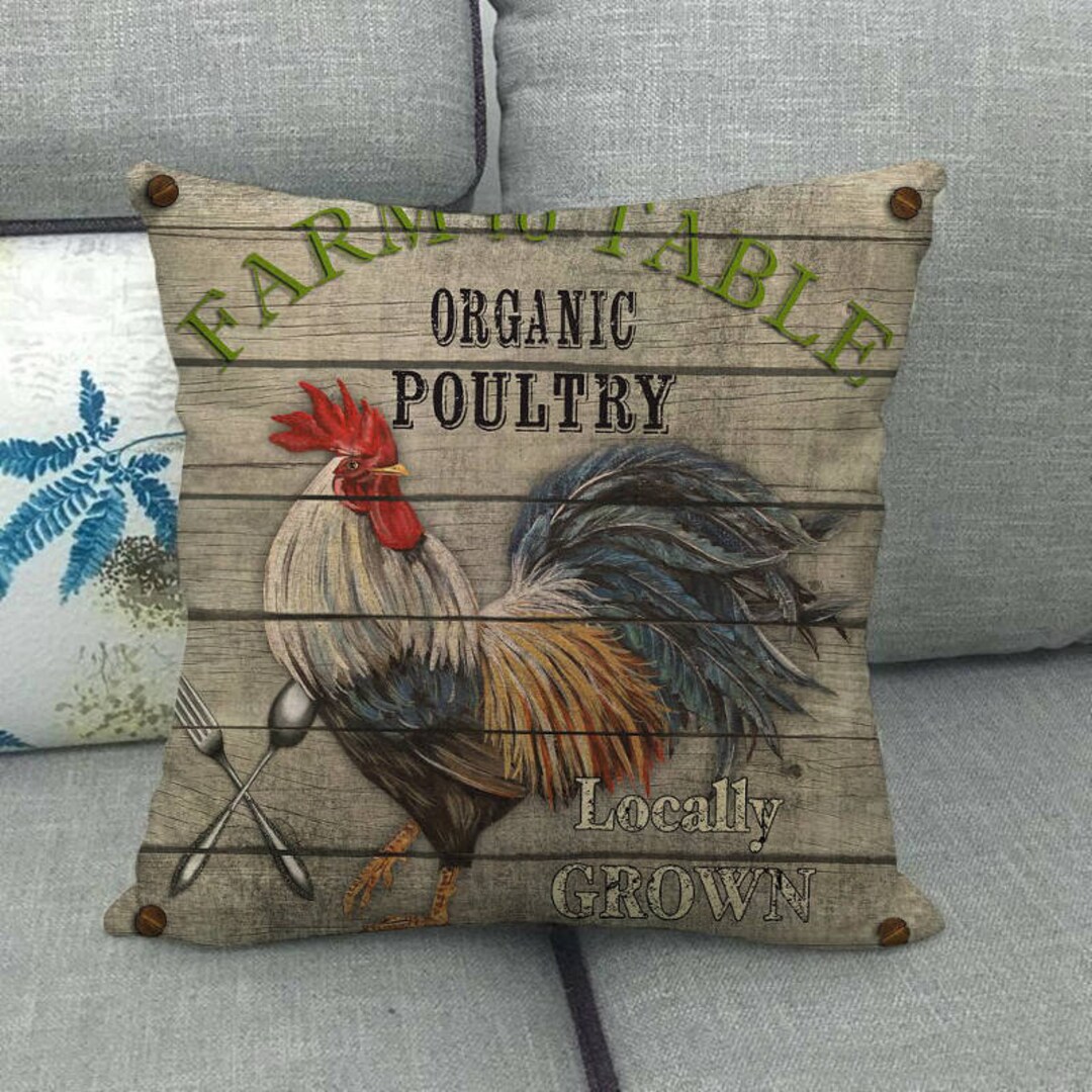 Rooster Décor Rooster Pillow Cover Farm House Decor Farm Etsy