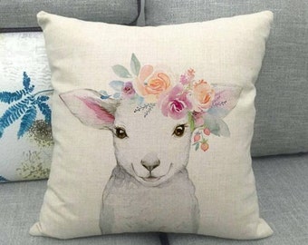 Throw pillow covers, farmhouse lamb pillow cover, nursery pillows, nursery decor, baby shower gifts, baby room decor, lambs, sheep