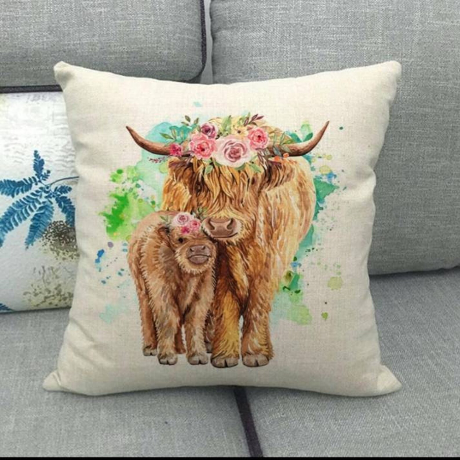 Highland Cow pillow cover cow decor throw pillow Cow pillow | Etsy
