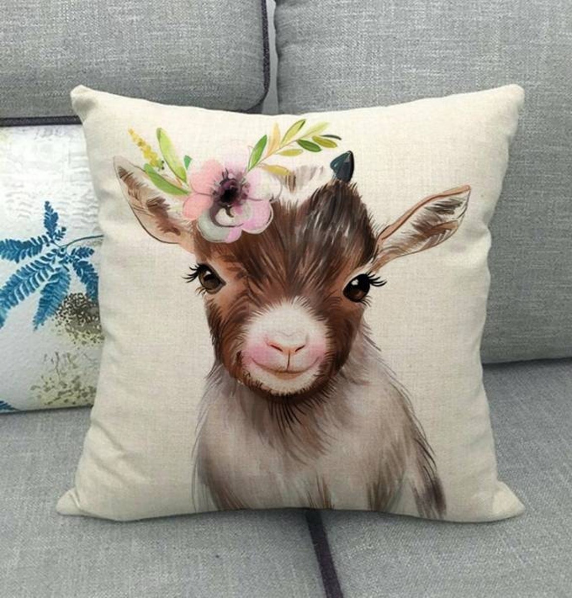 Goat decor goat pillow covers farmhouse decor farm theme Etsy