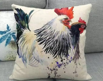 Rooster home decor, rooster farmhouse pillow covers, rooster kitchen decor, rooster gifts, 18x18 inch pillow covers.