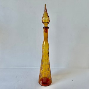 Genie Bottle Empoli Murano Italy Vintage Amber 1950