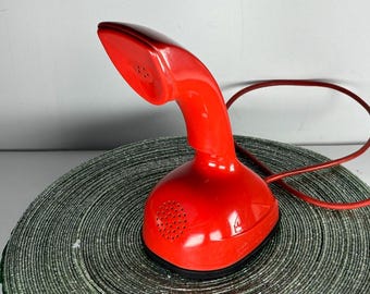 RARE Vintage 1960s Red Ericofon Cobra Telephone, Danish Rotary