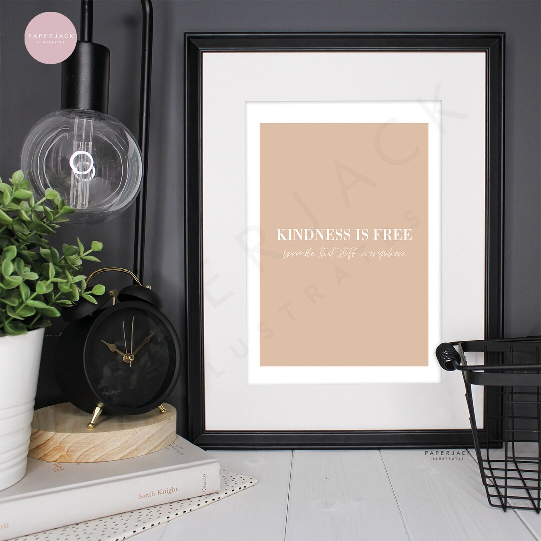 Kindness Wall Art Print, Nude Colour Wall Art, Living Room Prints