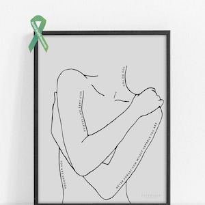 Self Love print, Motivational Print, Inspirational Quote, Positive wall art, Mental health print, Body Image sketch, line art body sketch