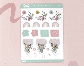 Bullet Journal Cute notebook stickers Self Esteem stickers Anxiety stickers Happy sticker sheet Be Kind Positive planner stickers