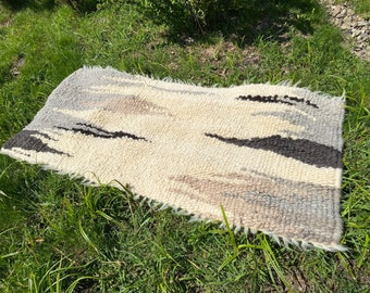 Made in Ukraine Woven wool Rug natural color  wool