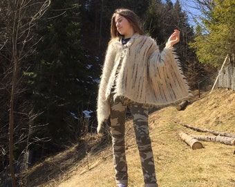 Handwoven Wool Poncho: Made in Ukraine, Ethnic Hutzul Style