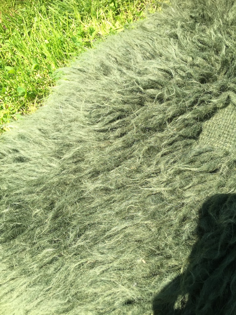 Green Fluffy Rug/fireside Rug/throw Blanket/woven Wool Etsy