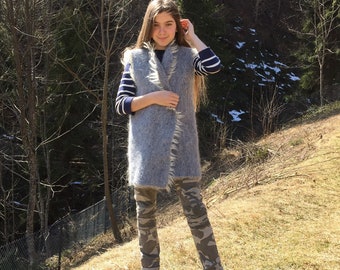 Débardeur bio bleu/Gilet doux pour femme/Gilet en laine/Gilet personnalisé/Cadeau pour elle/Cadeau de Noël/Cadeau du Nouvel An/MADE IN UKRAINE