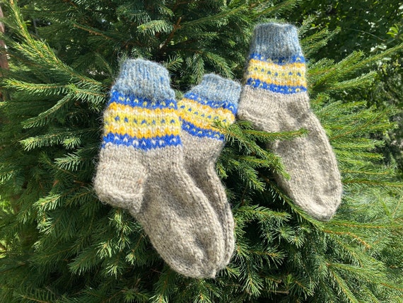 Buy Natural Wool Socks/ukrainian Crafts Socks/hand Knitting Wool Socks/gray  Warm Socks/christmas Gift for All Family Online in India 