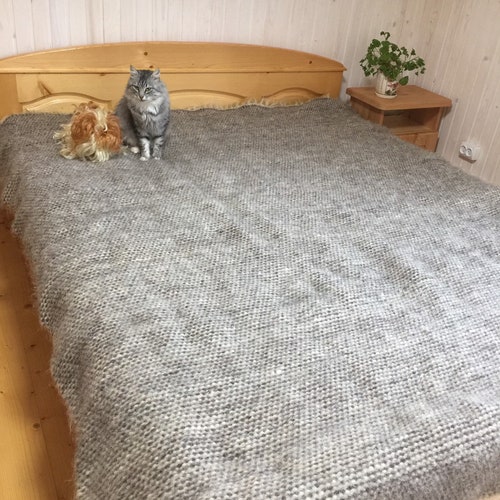 Scandinavian Wool Blanket Queen Size Bed Cover Gray Wool Etsy