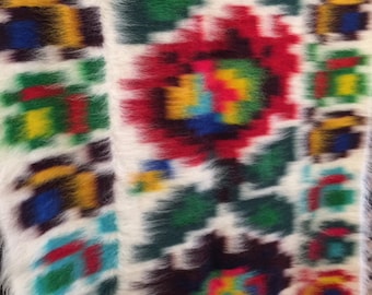 Tappeto ucraino in lana tessuto a mano: tappeto floreale popolare Hutsul, coperta (210 x 150 cm)