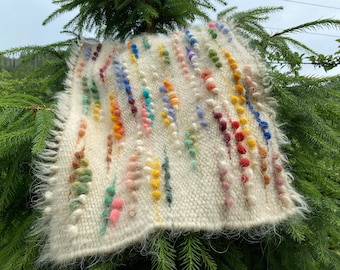 Rainbow handwoven Rug/Wool little rug/Natural woven Rug/Ukrainian traditional Rug