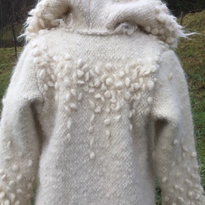 White coat/winter coat/organic wool coat/womens coat/wool sweater/soft white jacket/Ukrainian crafts/woven coat/felted clothing image 4