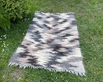 Handmade Woven Wool Rug, Natural Fiber Accent Rug