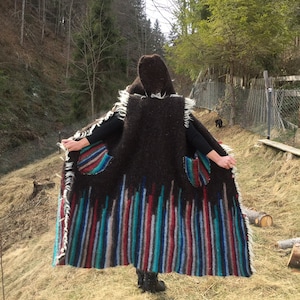 Hecho en Ucrania Chaleco de mujer negro/abrigo de druidas/abrigo de lana etnico/chaleco de mujer/chaleco de primavera/abrigo negro de invierno/