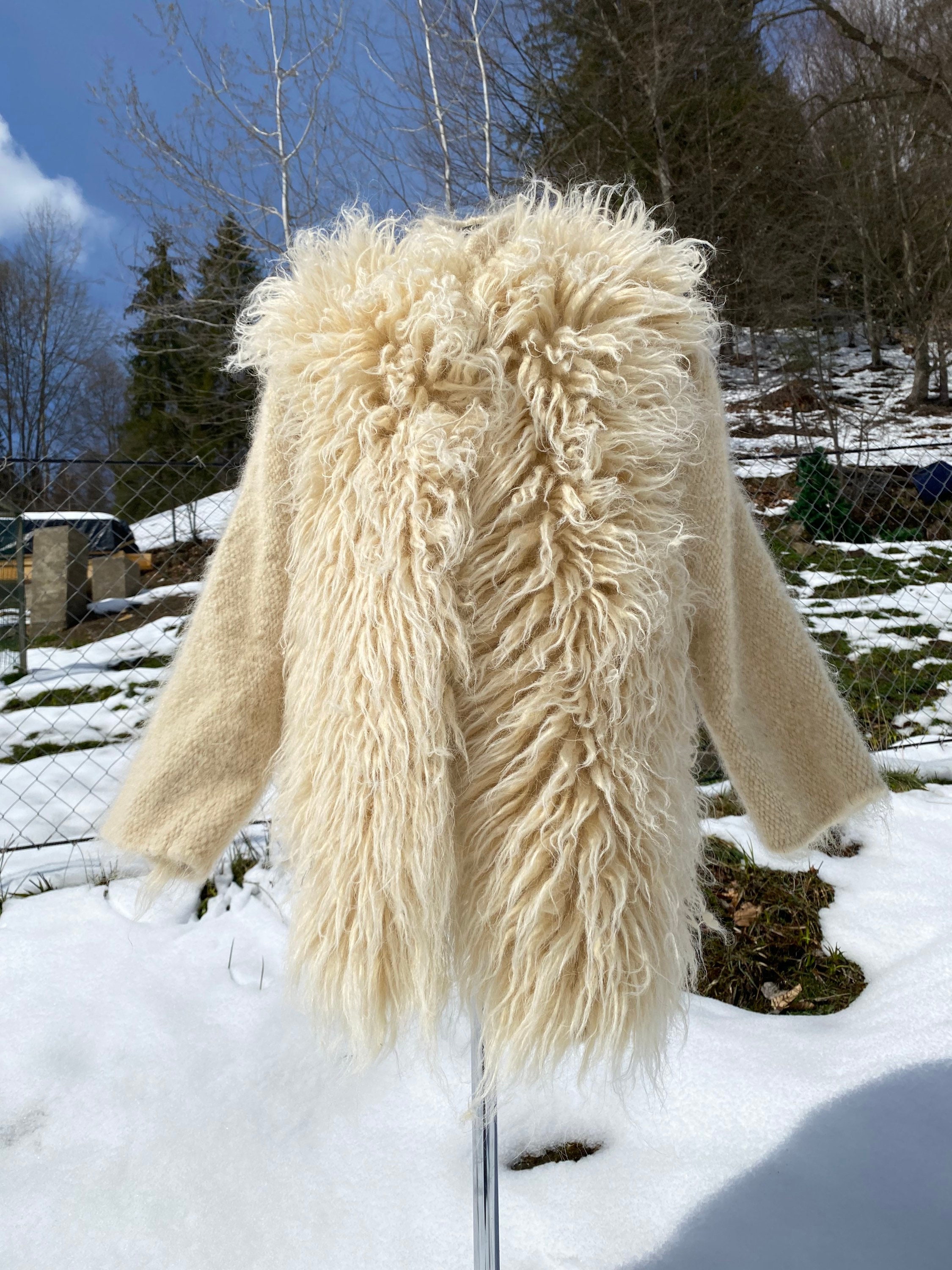 Natural Ivory Wool Coat, Ukrainian Handwoven Design - Etsy