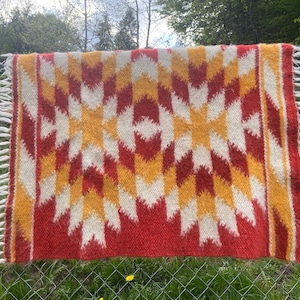 Red Wool Rug/Sunny wool rug/Scandinavian wool rug/Geometric wool rug/Ukrainian wool rug/Aztec wool rug