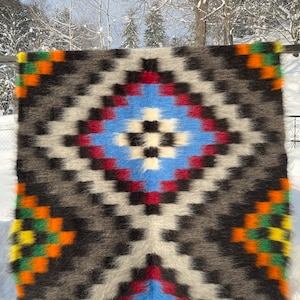 Made in Ukraine Woven wool Blanket/Ukrainian traditional handwoven blanket/Sheep wool bedcover/Hutsul design house