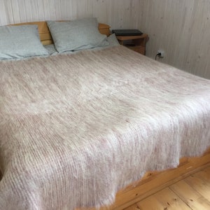 Woven white blanket/pink organic duvet cover/custom design blanket/custom size coverlet/bedding decor/soft throw blanket/Ukrainian blanket