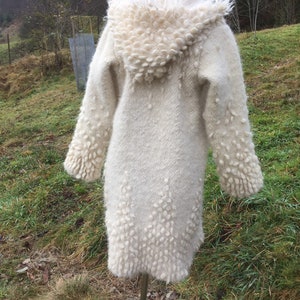 White coat/winter coat/organic wool coat/womens coat/wool sweater/soft white jacket/Ukrainian crafts/woven coat/felted clothing image 2