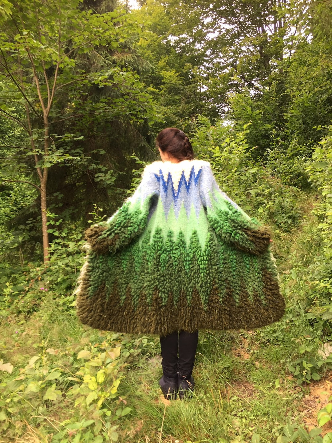 Made in Ukraine Woolen Green Women's Coat Unique Coat From Ukraine