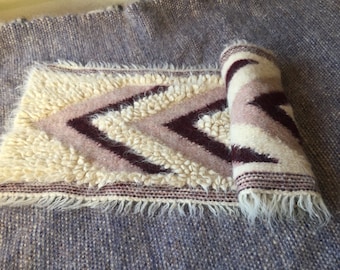 Handmade Wool Rug, Geometric Rhombus Design, Ukraine Craft