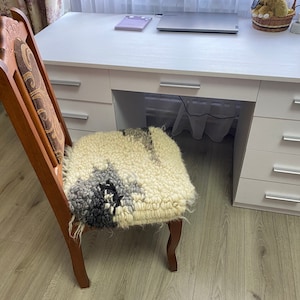 Woolen Warm Chair pads/beige chair slipcover/texture cushion/natural wool chair cushion/Ukrainian weaving/Soft chair decor/wool arm chair