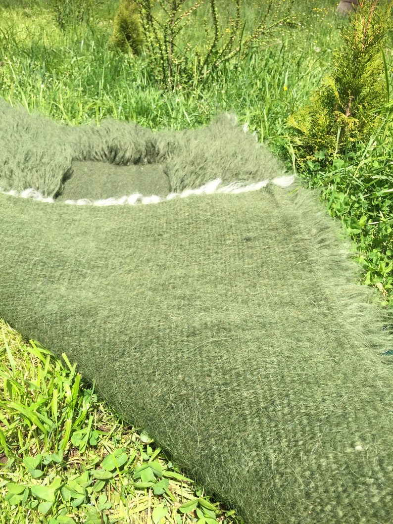 Green Fluffy Rug/fireside Rug/throw Blanket/woven Wool Etsy